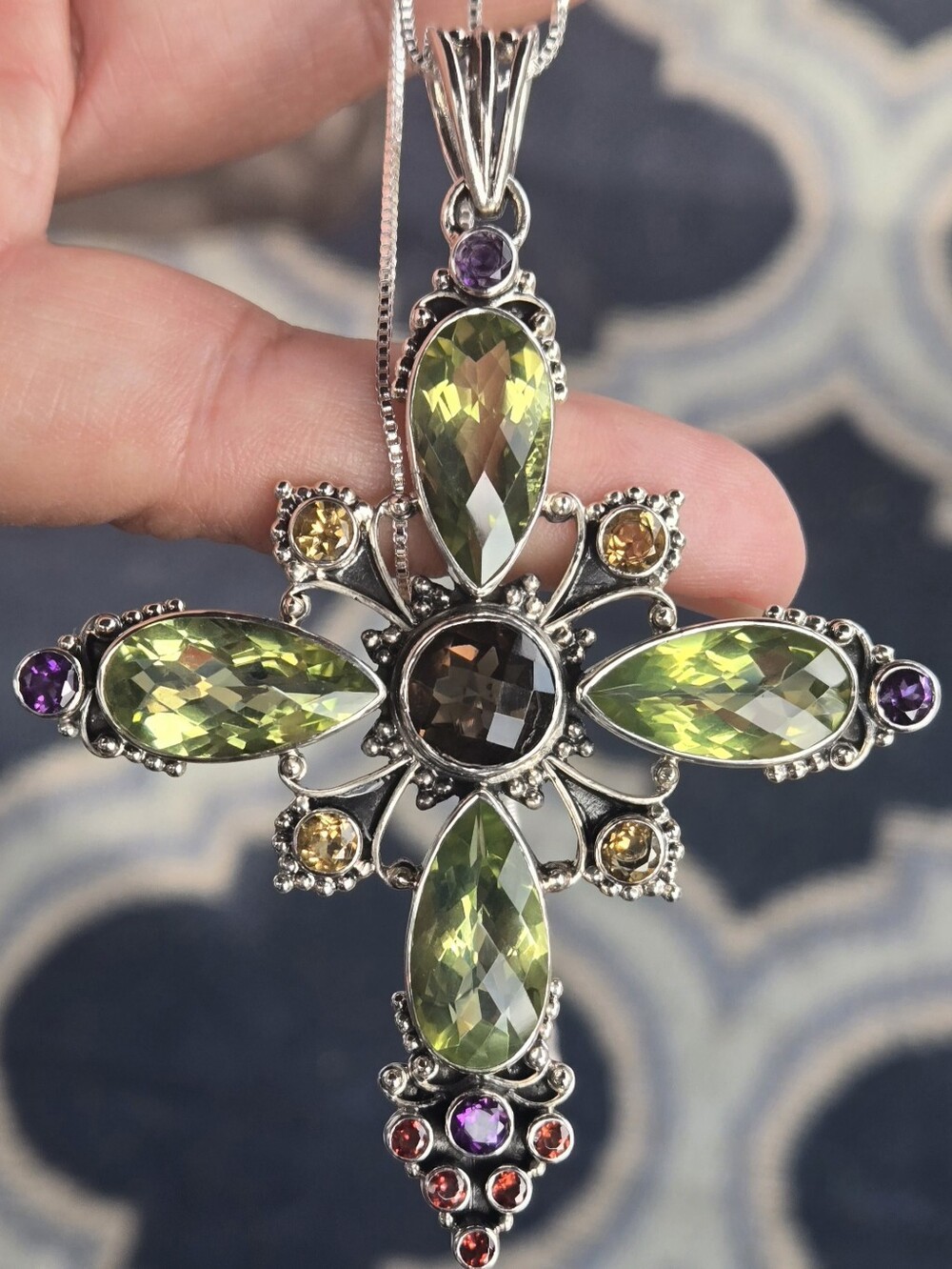 Nicky Butler RAJ LIMITED EDITION 925 Sterling Silver Cross NB Pendant Necklace - Picture 14 of 16